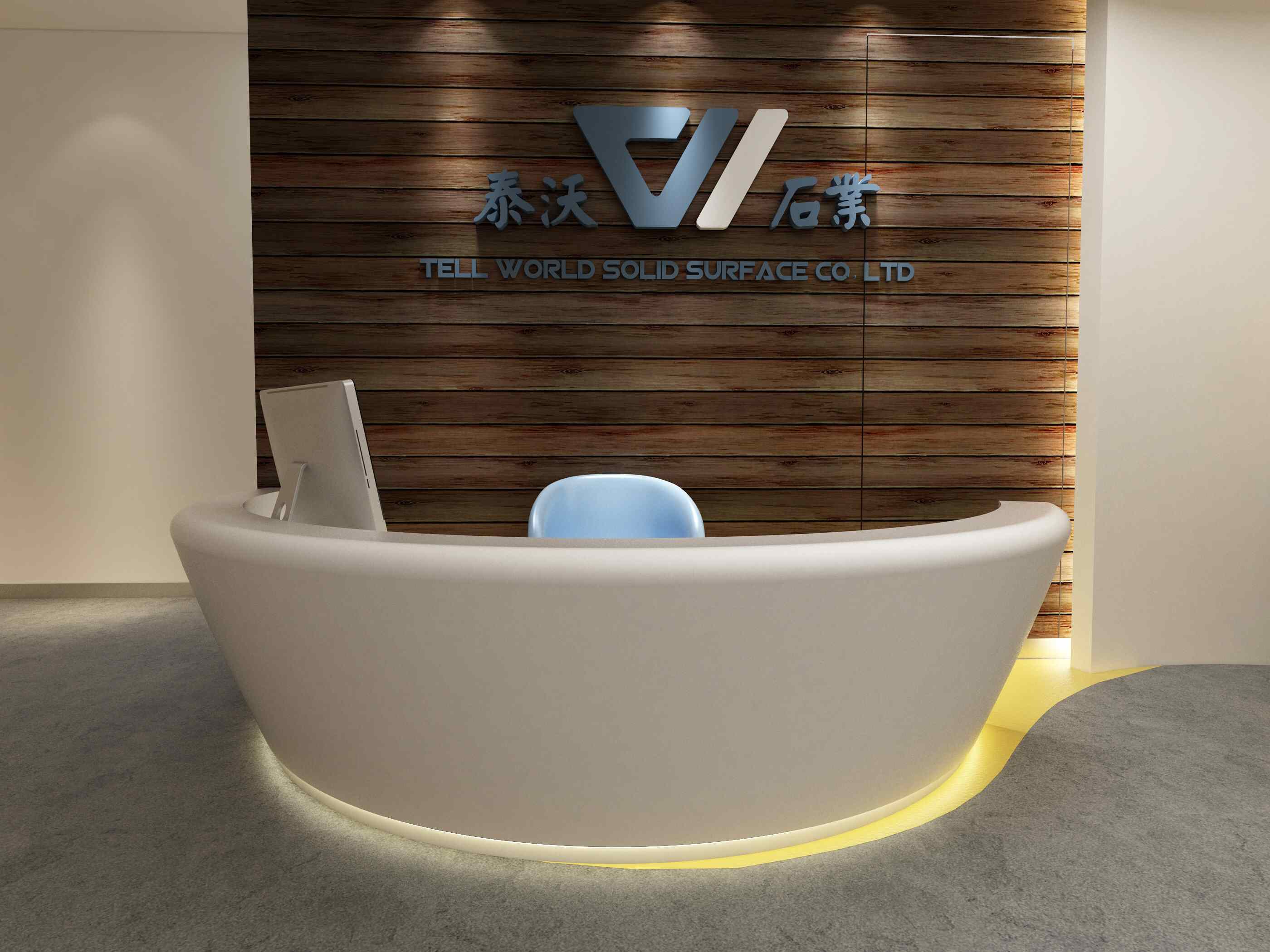 Semicircular reception desk